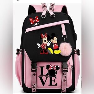 Mickey and Minnie Mouse Pink and Black Kids Backpack